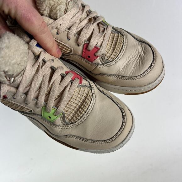 Air Jordan 4 Retro Wild Things Sneaker Unisex 2Y Cream Lace Up athletic Shoes - Picture 9 of 12